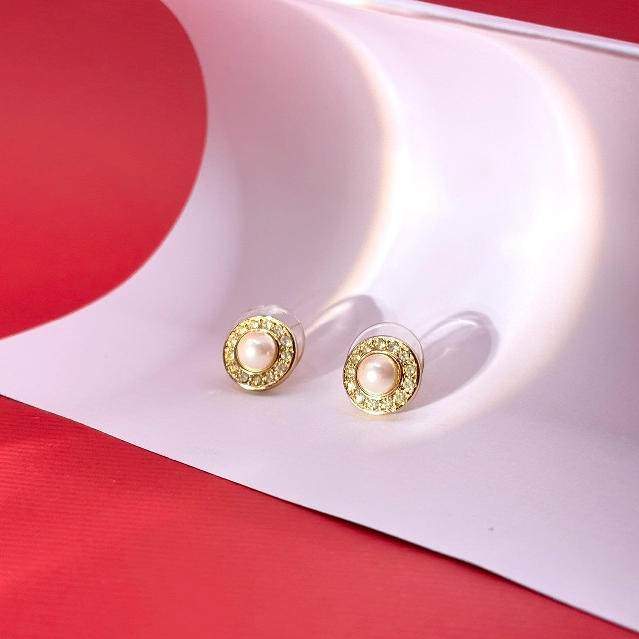 ✨ Dior 光暈珍珠耳針 | Dior Pearl & Crystal Stud Earrings ✨