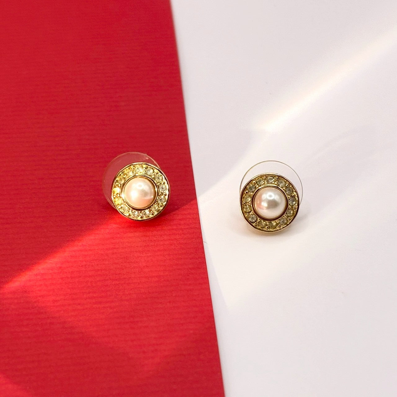 ✨ Dior 光暈珍珠耳針 | Dior Pearl & Crystal Stud Earrings ✨