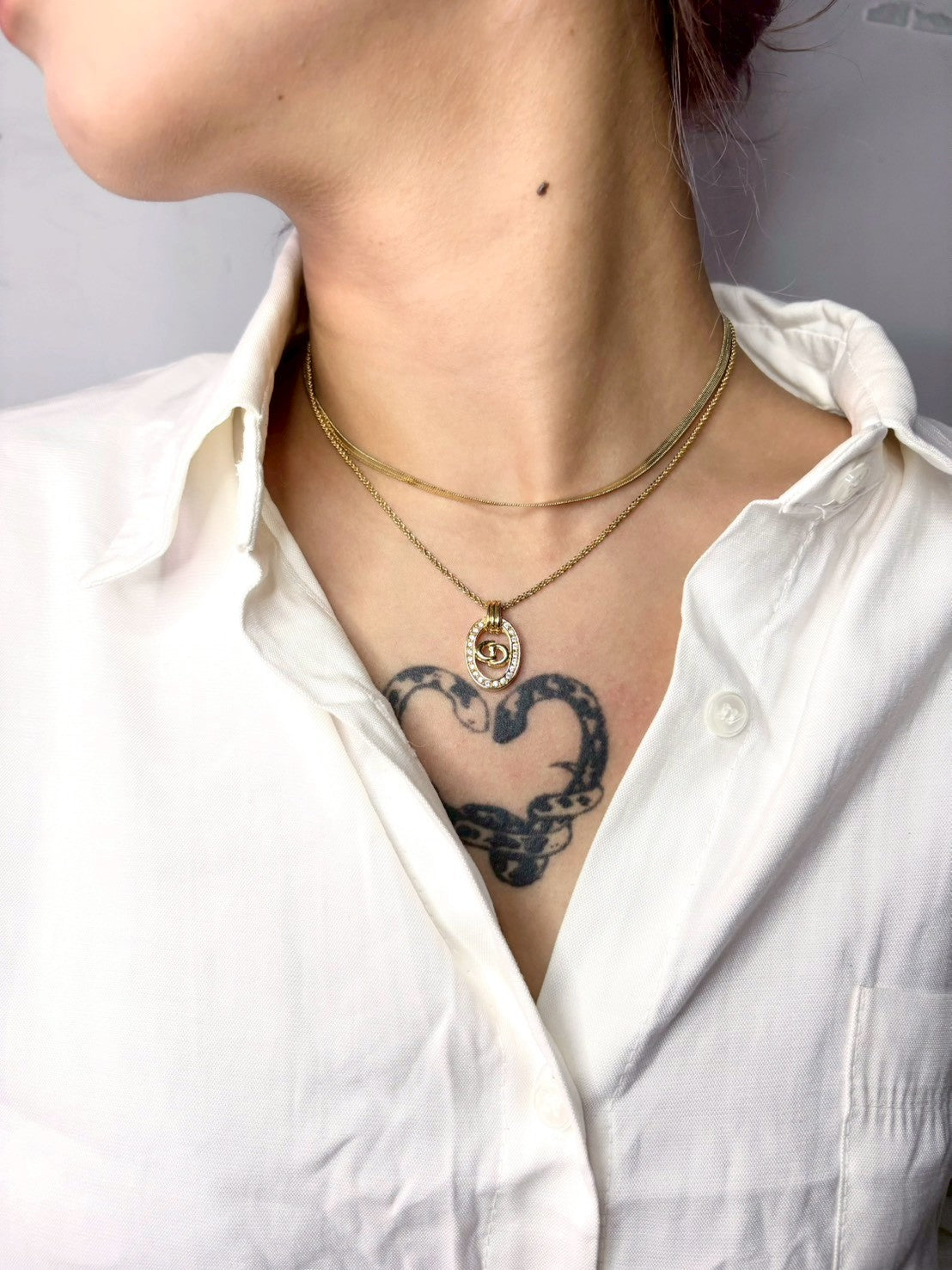 Dior 經典交疊徽記項鍊 | Dior Interlocking CD Crystal Necklace