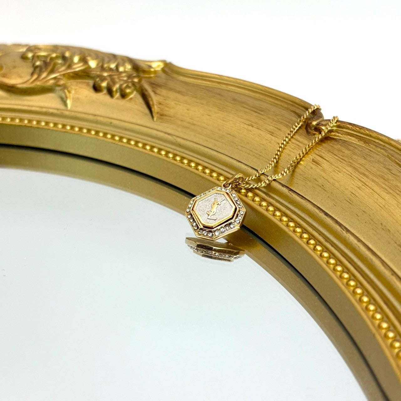 YSL 八角晶鑽項鍊｜YSL Hexagon Crystal Logo Necklace