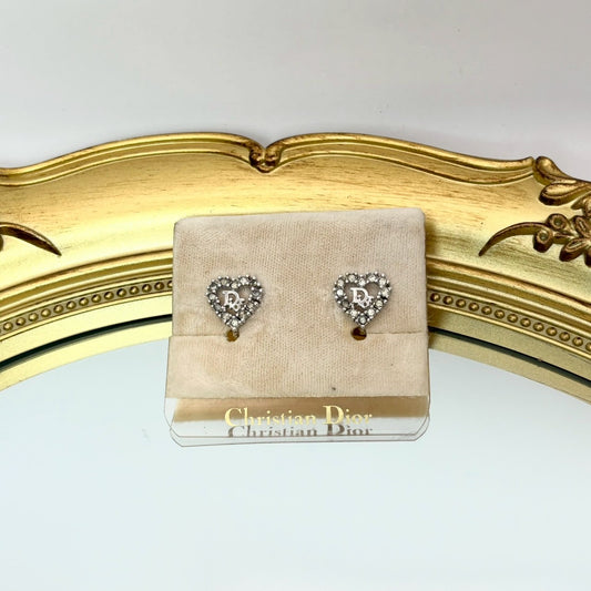 Dior 心意微光耳夾 | Dior Crystal Heart Logo Clip-On Earrings