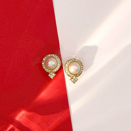 Dior 晶鑽珍珠耳夾 | Dior Pearl &amp; Crystal Clip-On Earrings