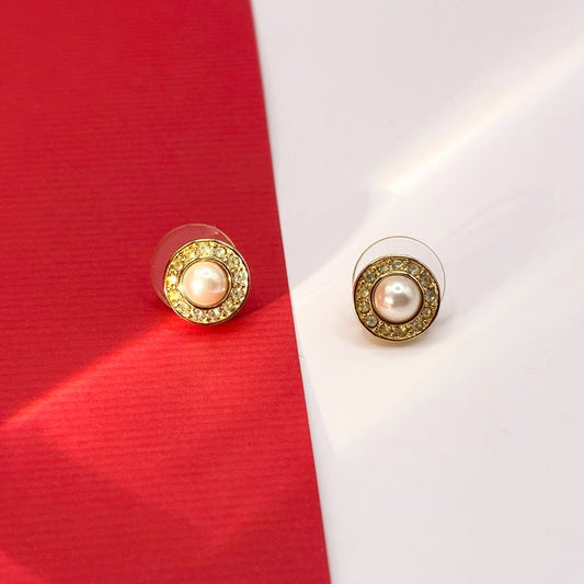 ✨ Dior 光暈珍珠耳針 | Dior Pearl &amp; Crystal Stud Earrings ✨