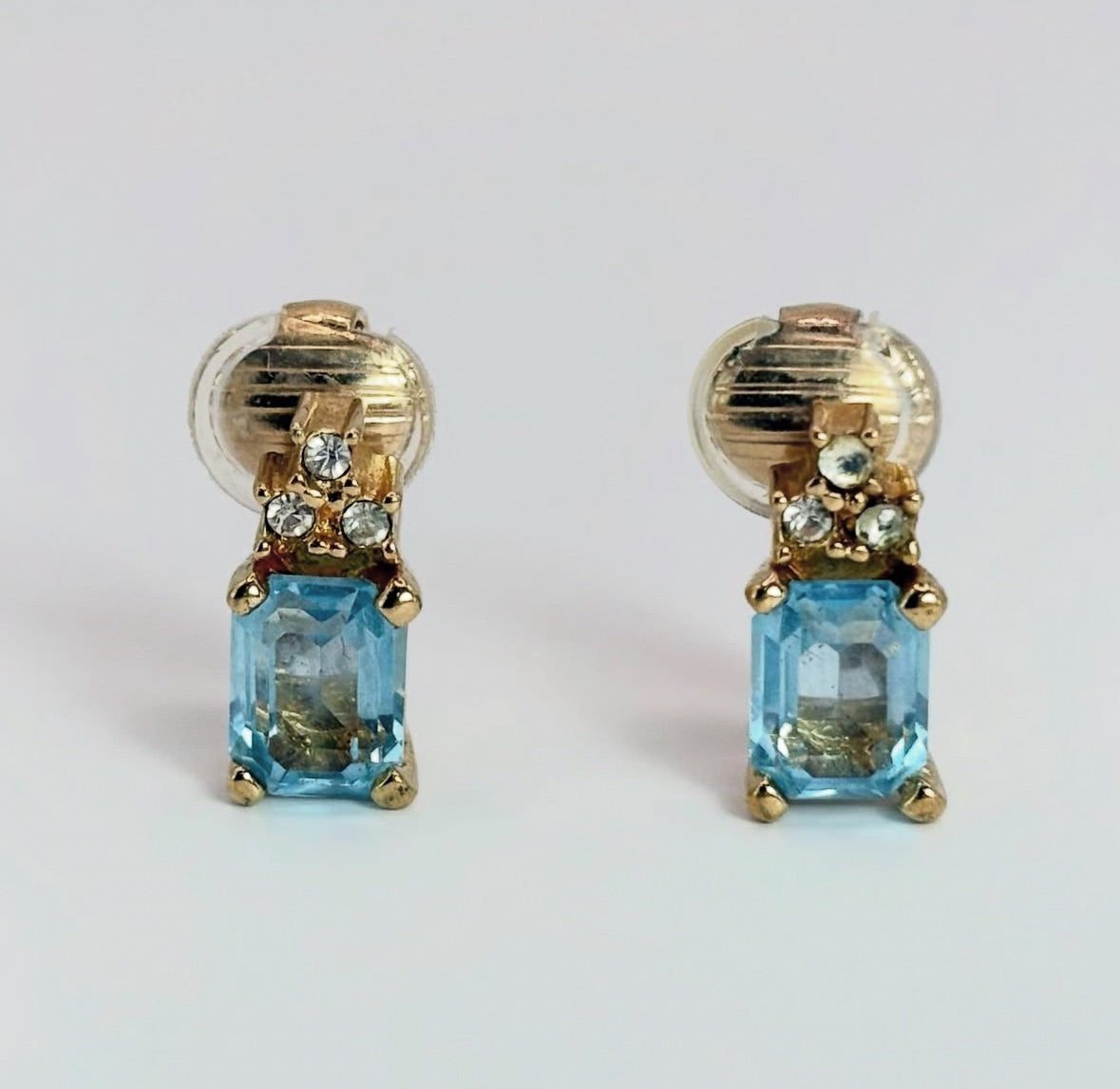 Dior 天藍水晶長方耳夾｜Dior Sky Blue Crystal Clip-On Earrings
