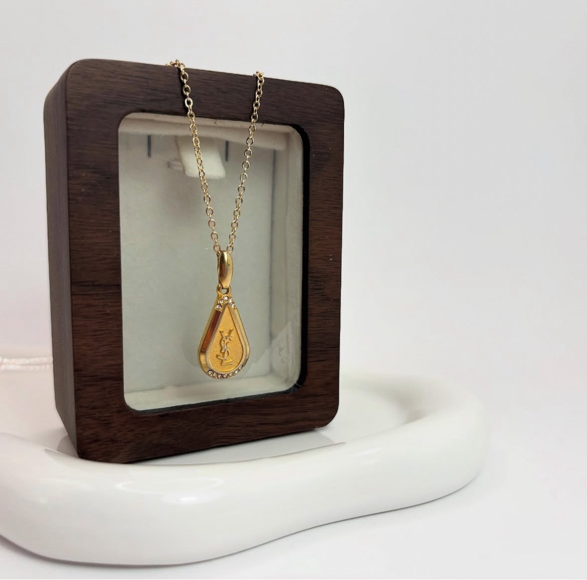 YSL 金色水滴吊墜項鍊｜YSL Gold Droplet Pendant Necklace